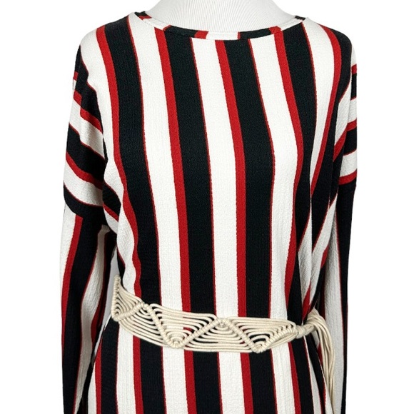 Zara Striped Dress with Woven Belt Size Small - Picture 3 of 10